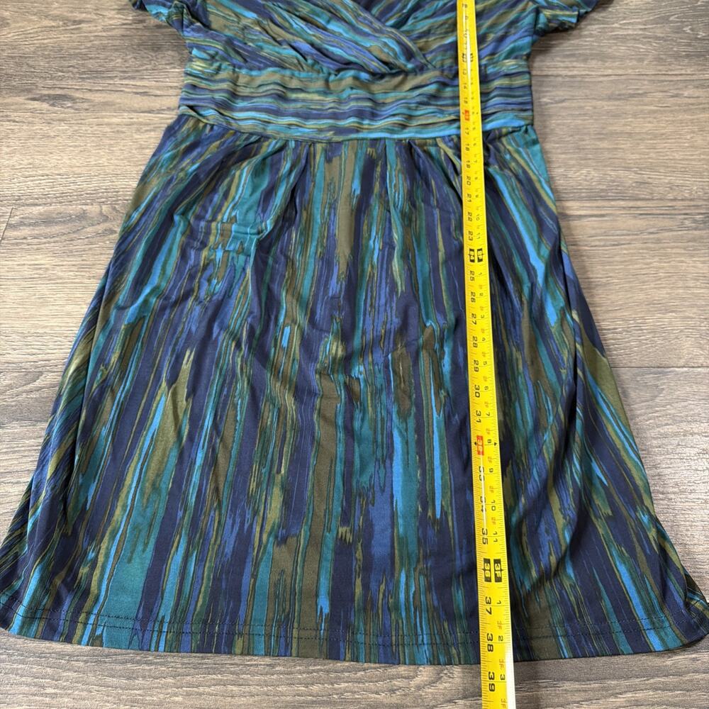 Vintage Y2K Signature by Robbie Bee Sz 1X Blue Teal Abstract Surplice Dress - Picture 10 of 10